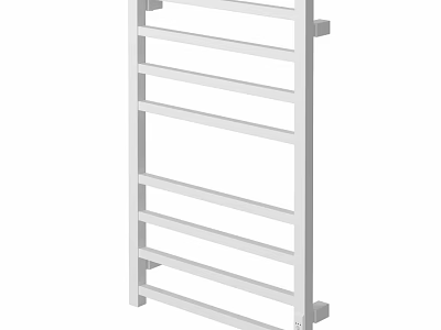 White Bathroom Towel Rack With Multiple Metal Bars For Wall Mounting 3d model