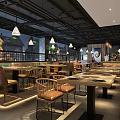 Modern Hot Pot Restaurant Interior With Green Wall Wooden Decor And Bull Sculpture