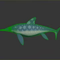 3D Rendered Blue Aquatic Animal With White Spots Pointed Snout Fins And Tail