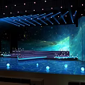 Illuminated Stage Design With Large Screen Blue Background Steps And Decorative Balls 3d model