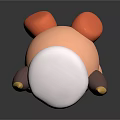 Cute Game and Movie Character With Orange Body Brown Horns White Hat Lying Posture