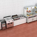 Commercial Stainless Steel Kitchen Equipment With Multiple Cooktops Worktables And Storage Cabinets