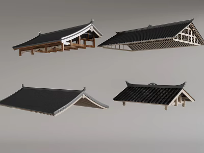 Traditional Chinese Roof Components With Classic Eaves Tiles And Wooden Architectural Frames 3d model