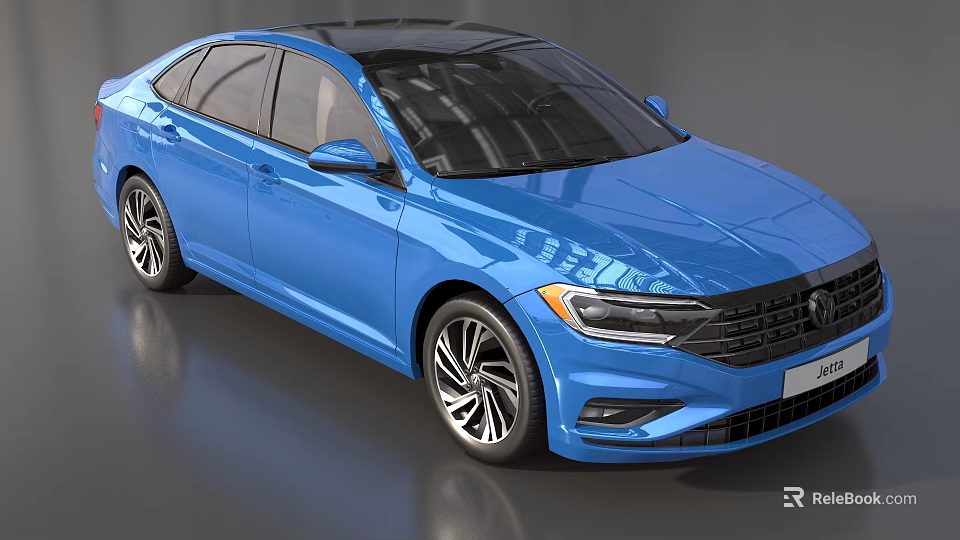 Blue Volkswagen Sedan Showcasing Modern Alloy Wheels And Sleek Exterior Design 3d model 