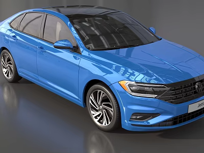 Blue Volkswagen Sedan Showcasing Modern Alloy Wheels And Sleek Exterior Design 3d model