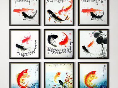 New Chinese Animal Painting Goldfish Decorative Painting Hanging Painting model