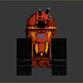 Red Toy Style Tank with Tracks Cannon Yellow Patterns and Top Details