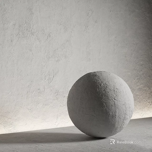 Rough Gray Sphere Component With Textured Surface And Concrete Wall 3d model 