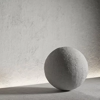 Rough Gray Sphere Component With Textured Surface And Concrete Wall 3d model