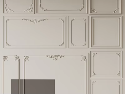 Gypsum Molding Wall Decor Featuring Various Designs and Ornate Patterns 3d model