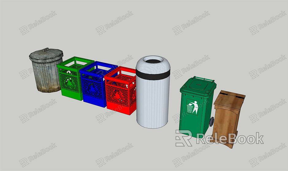 Modern trash can garbage sorting station garbage bin garbage room sorting bin model