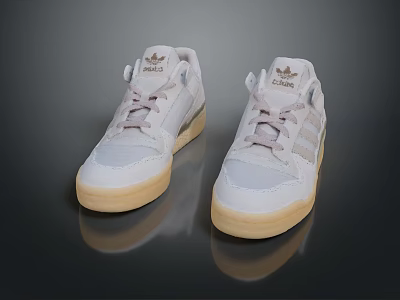 Adidas White Casual Sneakers With Three Stripes And Cream Rubber Soles 3d model