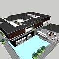 Modern Contemporary House With Black Roof Central Pool And Surrounding Greenery