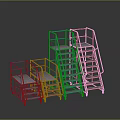 Industrial Blue And Red Scaffolding Design With Platforms Ladders And Sizes