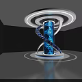 DNA Double Helix Spiral Structure With Blue Column And Circular Rings Design