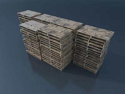 Industrial Equipment Stacked Wooden Pallets for Logistics Storage and Transportation 3d model