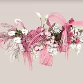 Delicate Pink White Calla Lilies Floral Arrangement With Ribbons In Vase