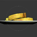 Fresh Yellow Cake Roll Slices With Cream Filling On White Plate