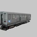 Gray Subway Train Car With Metal Body Multiple Windows Doors And Logo