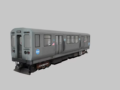 Gray Subway Train Car With Metal Body Multiple Windows Doors And Logo 3d model