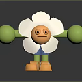 Cartoon Flower Plant Character With White Petals Green Arms And Orange Shoes