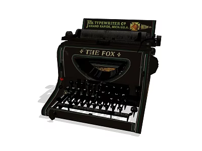 Vintage Office Appliance The Fox Typewriter Featuring Classic Design And Mechanical Keys 3d model