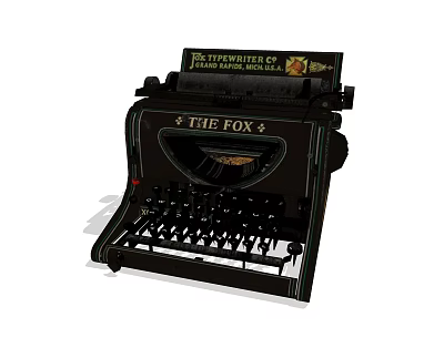 Vintage Office Appliance The Fox Typewriter Featuring Classic Design And Mechanical Keys 3d model