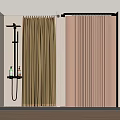 Elegant Bathroom Curtains In Gold And Pink Tones With Luxurious Flowing Design For Home Decor