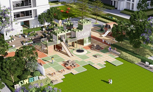 Modern children's play area 3d model