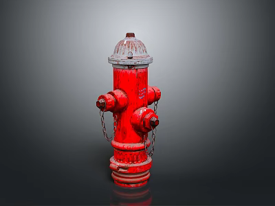 Red Fire Hydrant Classic Design With Chains And White Top Details 3d model