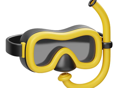 Yellow And Black Snorkel Goggles With Breathing Tube For Swimming Sports Equipment 3d model