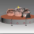 Reptile Performers Wearing Crowns And Hats On Circular Stage With Microphones
