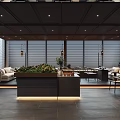 Modern Restaurant Interior With Hanging Lanterns Wooden Tables And Green Plants
