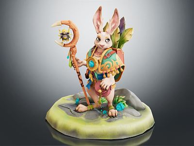 Modern game character magic rabbit warlock 3d model