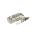 White and Brown Sectional Sofa with Pillows Throw Blanket Velvet Upholstery Different Color Options