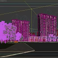 Aerial Planning of Modern Residential Complex with High Rise Buildings Night Lighting Roads and Greenery