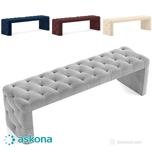 Modern Tufted Velvet Sofa Bench In Various Colors For Living Room 3d model 