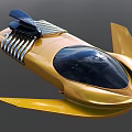 Yellow Flying Car With Streamlined Design Transparent Cockpit Black Components And Wings
