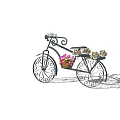 Vintage Iron Bicycle Garden Ornament With Flower Planters And Colorful Blooms