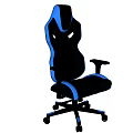 Ergonomic Black and Blue Leisure Chair with High Backrest Breathable Design Armrests and Wheeled Base