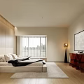 Modern Warm Bedroom Interior Design With Wooden Paneling Bed Window Seat And Rug