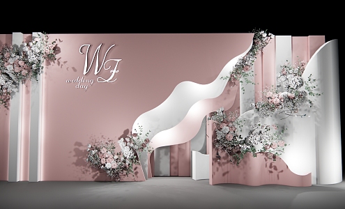 Modern Mei Chen wedding background group photo 3d model