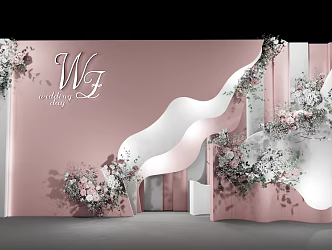Modern Mei Chen wedding background group photo 3d model