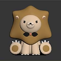 Cute Plush Lion Stuffed Toy With Yellow Mane Black Bow Tie And Round Paws