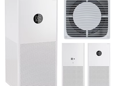 Modern White Home Air Purifier With Digital Display And Mesh Design 3d model