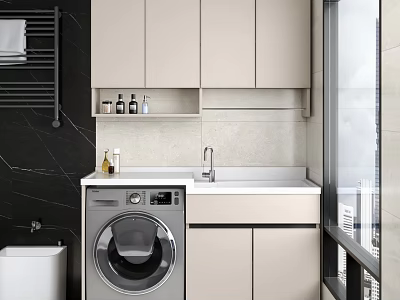 Washing Cabinet European-style Washing Cabinet Chinese-style Washing Cabinet Washing Machine Plant Toilet 3d model