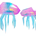 Colorful Geometric Jellyfish Decor With Transparent Glowing Details And Vibrant Pink Blue Purple Hues