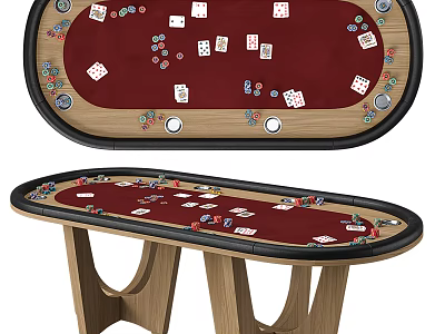 Elegant Poker Table Design Featuring Dice Chips And Playing Cards 3d model