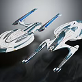 Futuristic Sci Fi Spaceship Models With Streamlined Blue White And Detailed Design