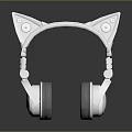 Stylish Silver Cat Ear Design Headphones With Soft Ear Cups And Adjustable Headband